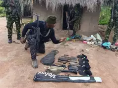 Nigerian Army Recover Rifles, Magazines, Charms, Military In Taraba Border Village (Photos) Nigerian Army Recover Rifles, Magazines, Charms, Military In Taraba Border Village (Photos)