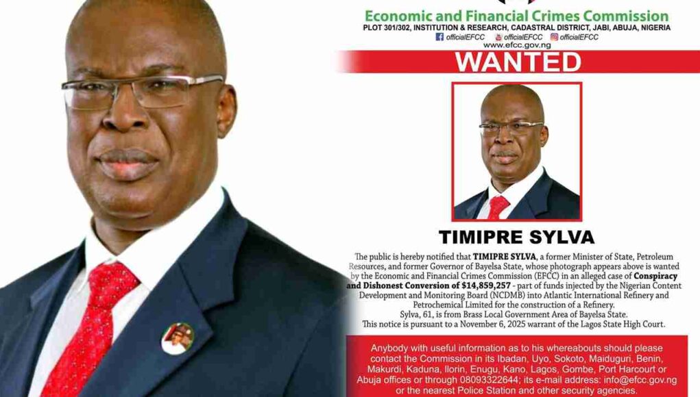 EFCC Declares Ex-Bayelsa Governor Timipre Sylva Wanted