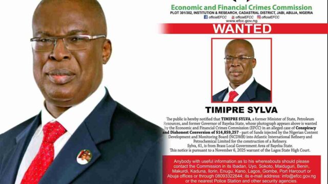 EFCC Declares Ex-Bayelsa Governor Timipre Sylva Wanted EFCC Declares Ex-Bayelsa Governor Timipre Sylva Wanted