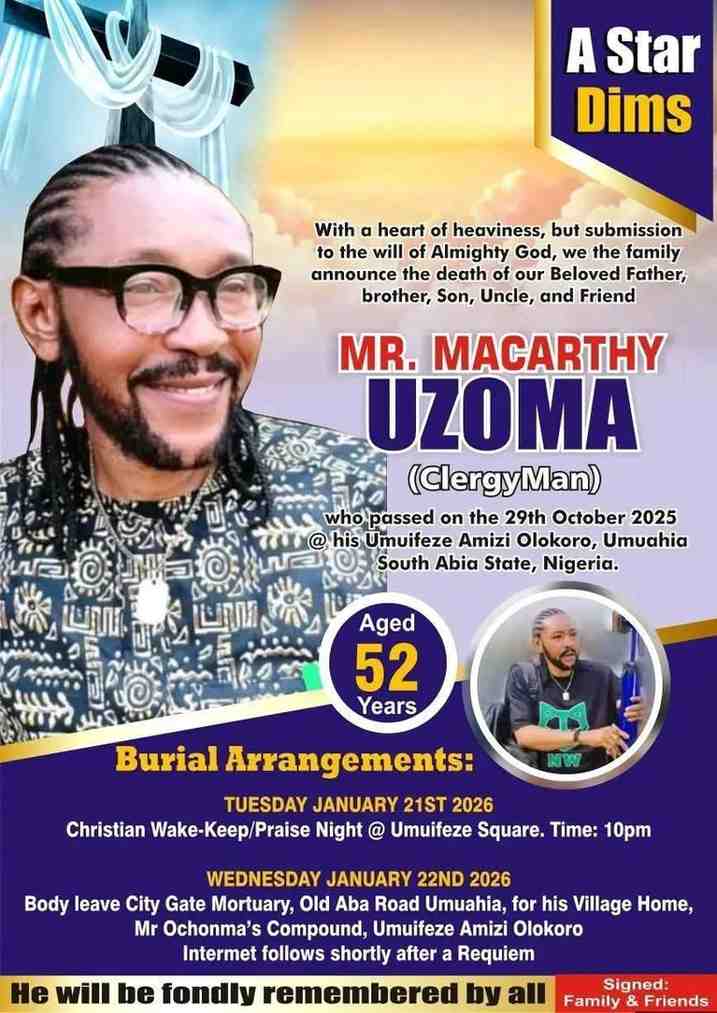 Popular Broadcast Journalist, Macarthy Uzoma Set For Burial In Olokoro