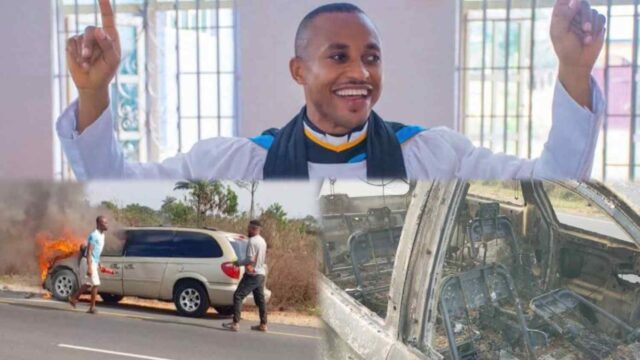 Anglican Priest Escapes Unhurt As Vehicle Burns To Ashes In Abia (Photos + Video) An Anglican priest in the Umuahia Diocese, Ven. Chike Onuigbo, narrowly escaped death after a Toyota Chryster vehicle he was driving suddenly caught