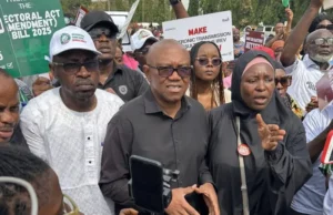 Electoral Act Amendment: Obi Joins Protesting Youths At National Assembly Electoral Act Amendment: Obi Joins Protesting Youths At National Assembly