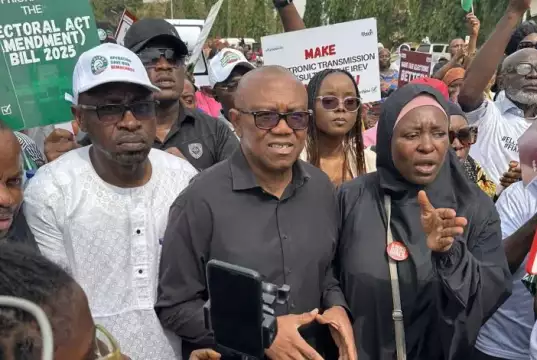 Electoral Act Amendment: Obi Joins Protesting Youths At National Assembly Electoral Act Amendment: Obi Joins Protesting Youths At National Assembly