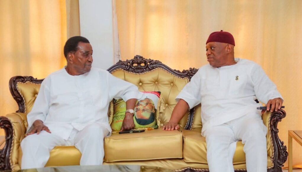 Senator Kalu Visits Mentor Jim Nwobodo In Enugu, Discusses Nigeria’s Future (Photos)