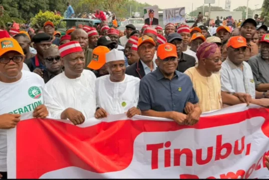 ADC Lists 6-Point Demands At INEC Protest ADC Lists 6-Point Demands At INEC Protest