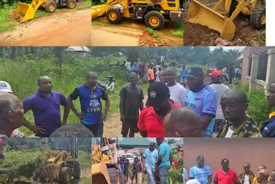 Hon. Ibe Deploys Constituency Pay-loader For Ebem Ohafia Road Clearance Exercise (Photos, Video) Hon. Ibe Deploys Constituency Pay-loader For Ebem Ohafia Road Clearance Exercise (Photos, Video)