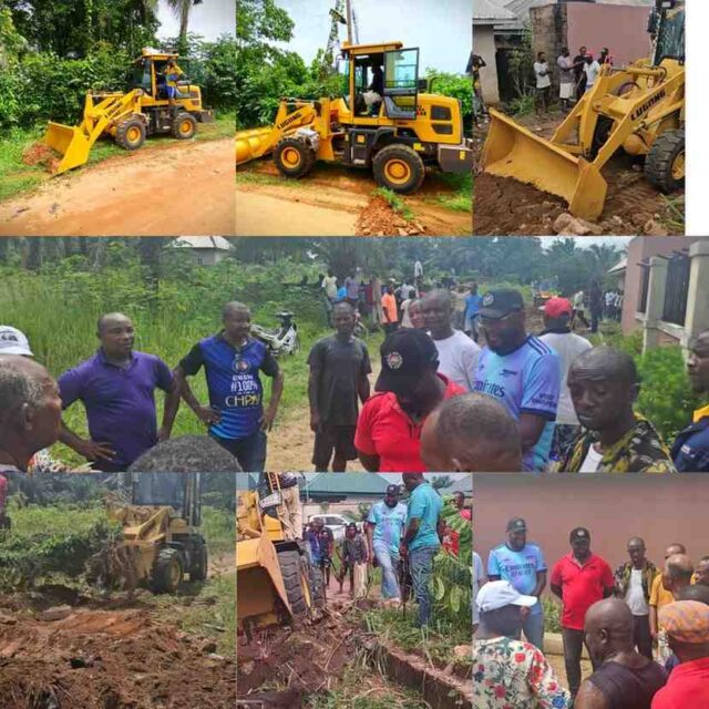Hon. Ibe Deploys Constituency Pay-loader For Ebem Ohafia Road Clearance Exercise (Photos, Video) Hon. Ibe Deploys Constituency Pay-loader For Ebem Ohafia Road Clearance Exercise (Photos, Video)