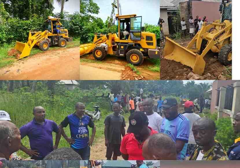 Hon. Ibe Deploys Constituency Pay-loader For Ebem Ohafia Road Clearance Exercise (Photos, Video)