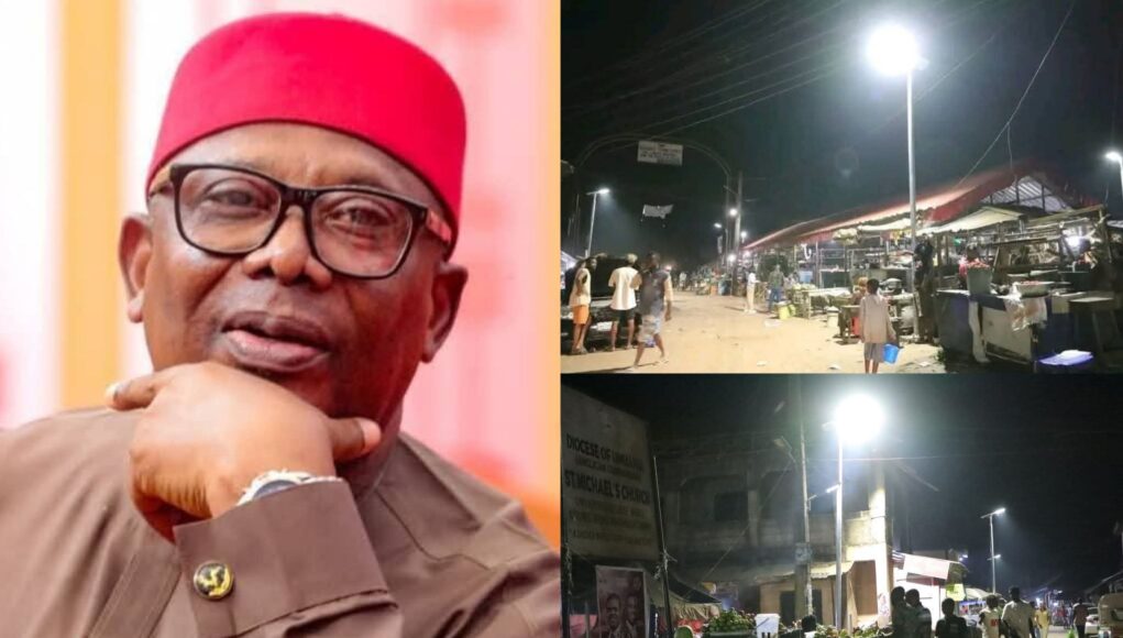 Senator Akobundu Unveils Fresh Solar Streetlight Projects Across Abia Central Communities, Markets