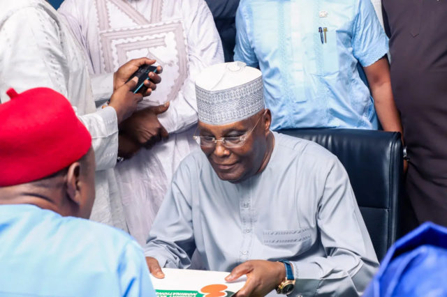 Atiku Wins ADC Presidential Ticket, Presented Party’s Flag Atiku Wins ADC Presidential Ticket, Presented Party's Flag