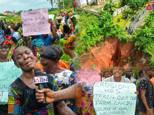 Uzuakoli Communities Cry Out As Devastating Gully Erosion Destroys Homes, Farmlands In Abia | Photos + Video Uzuakoli Communities Cry Out As Devastating Gully Erosion Destroys Homes, Farmlands In Abia