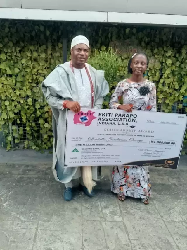 2026 JAMB Highest Scorer Gets ₦1m Scholarship From Ekiti Parapo 2026 JAMB Highest Scorer Gets ₦1m Scholarship From Ekiti Parapo